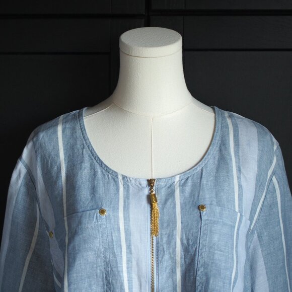 Ellen Tracy  Like NEW| Linen Striped Top - Picture 3 of 9